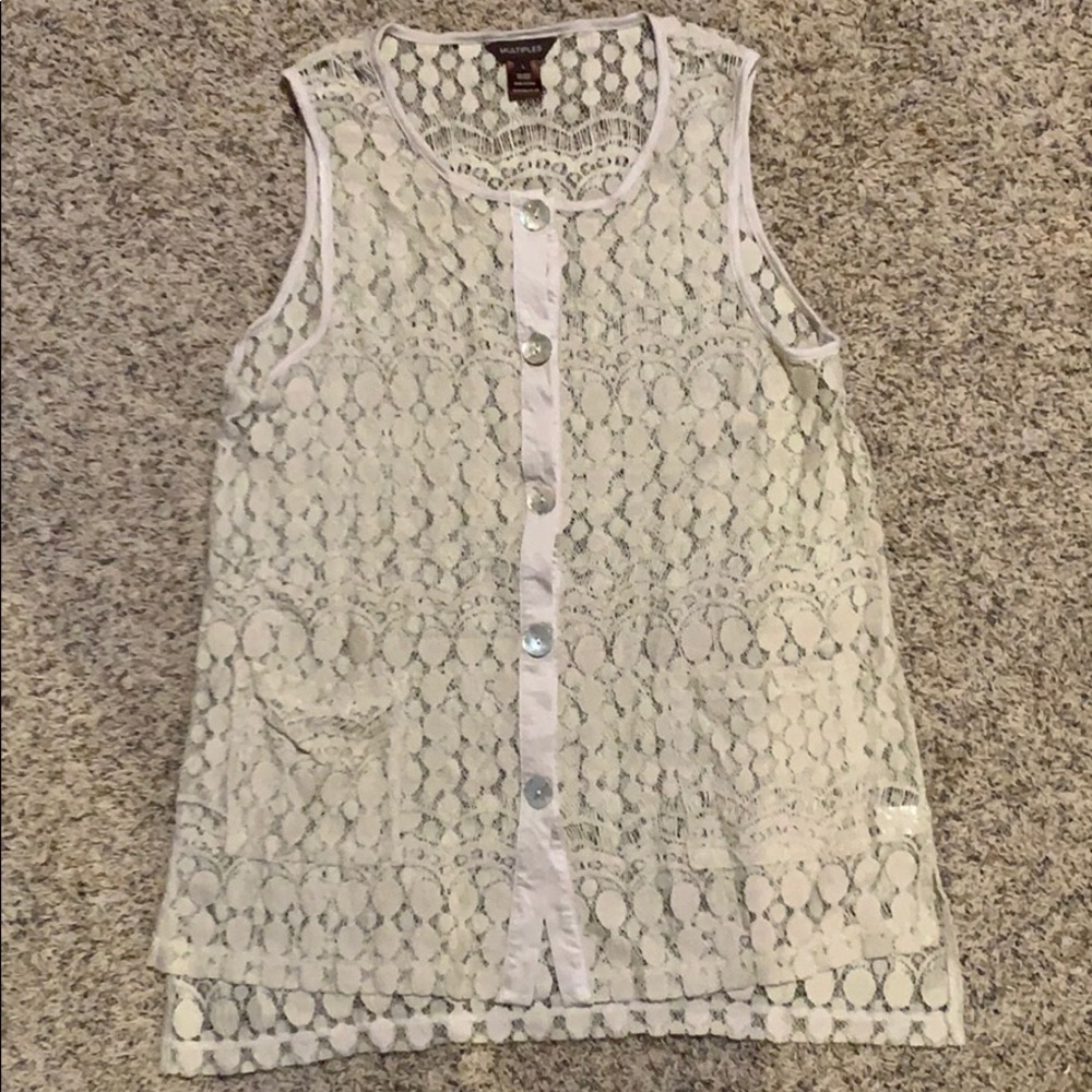 L Multiples khaki sleeveless cardigan